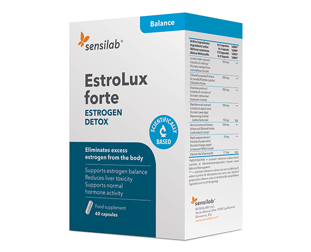 EstroLux Forte para um equilíbrio do estrogénio, 60 cápsulas EstroLux Forte para um equilíbrio do estrogénio, 60 cápsulas
