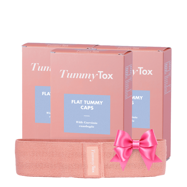 Flat Tummy Caps 1+2 GRATIS și Bandă pentru exerciții CADOU